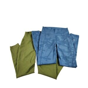 Sweaty Betty Super Sculpt 7/8 Leggings Green Space Dye Blue Camo Womens Small